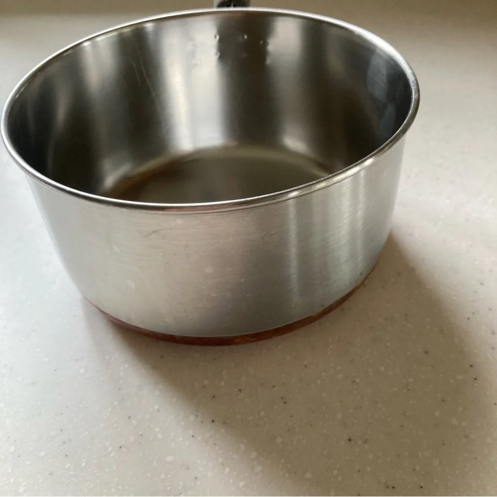Stainless Steel Copper Bottom Saucepan with Black Handle 1 Quart